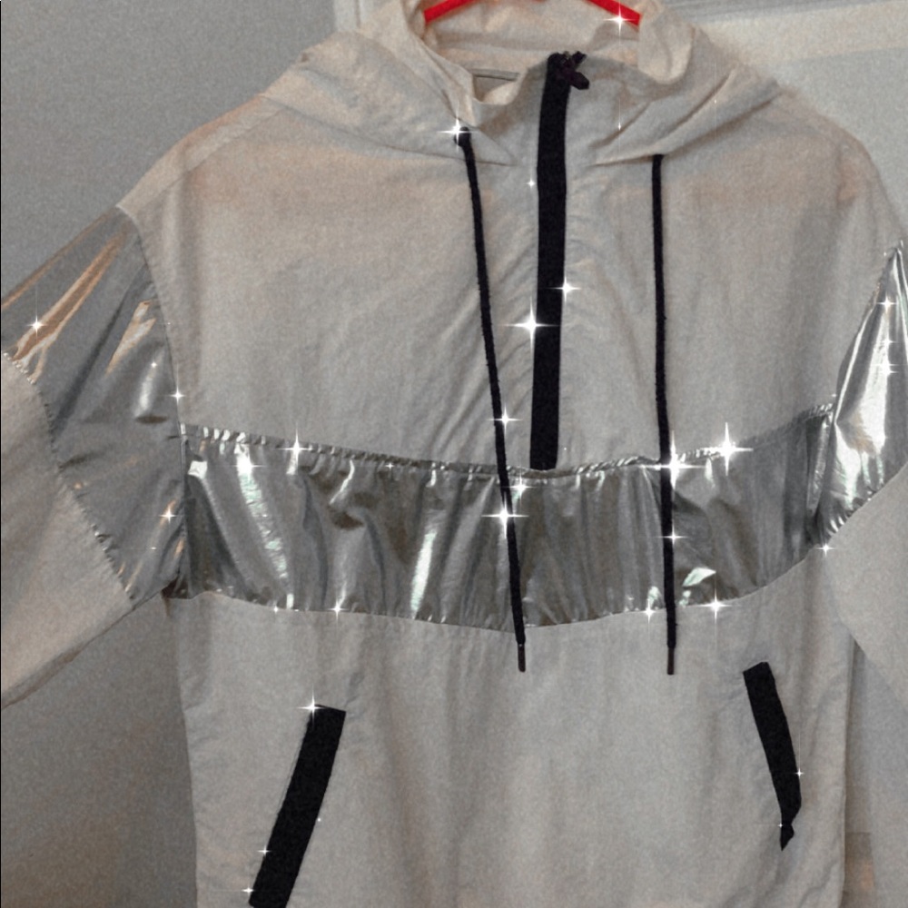 white and silver windbreaker ❤️
